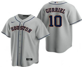 Men's Houston Astros #10 Yuli Gurriel Gray Cool Base Jersey