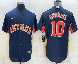 Men's Houston Astros #10 Yuli Gurriel Navy Blue Stitched MLB Cool Base Nike Jersey