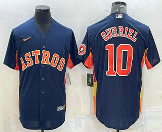 Men's Houston Astros #10 Yuli Gurriel Navy Blue With Patch Stitched MLB Cool Base Nike Jersey