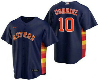 Men's Houston Astros #10 Yuli Gurriel Navy Cool Base Jersey