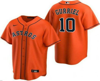 Men's Houston Astros #10 Yuli Gurriel Orange Cool Base Jersey