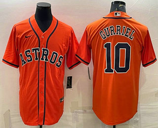 Men's Houston Astros #10 Yuli Gurriel Orange Stitched MLB Cool Base Nike Jersey