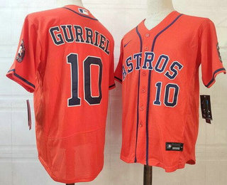 Men's Houston Astros #10 Yuli Gurriel Orange Stitched MLB Flex Base Nike Jersey