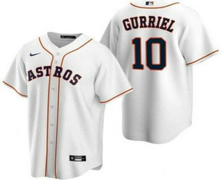 Men's Houston Astros #10 Yuli Gurriel White Cool Base Jersey