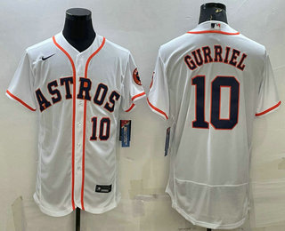 Men's Houston Astros #10 Yuli Gurriel White Stitched MLB Flex Base Nike Jersey