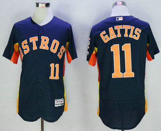 Men's Houston Astros #11 Evan Gattis Navy Blue 2016 Flexbase Majestic Baseball Jersey