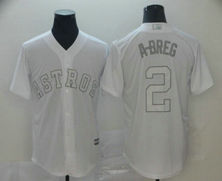 Men's Houston Astros #2 Alex Bregman A-Breg White 2019 Players' Weekend Stitched Nickname Jersey