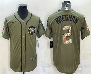 Men's Houston Astros #2 Alex Bregman Green Salute To Service Stitched MLB Cool Base Nike Jersey