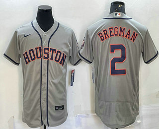 Men's Houston Astros #2 Alex Bregman Grey Stitched MLB Flex Base Nike Jersey