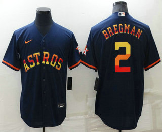 Men's Houston Astros #2 Alex Bregman Navy Blue Rainbow Stitched MLB Cool Base Nike Jersey