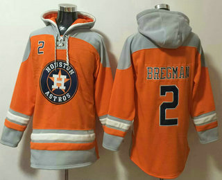 Men's Houston Astros #2 Alex Bregman Orange Ageless Must Have Lace Up Pullover Hoodie