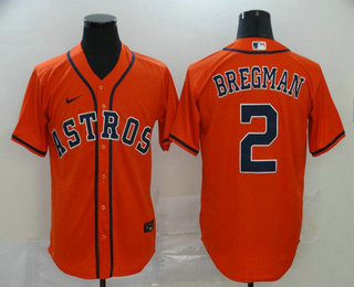 Men's Houston Astros #2 Alex Bregman Orange Stitched MLB Cool Base Nike Jersey