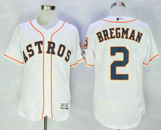 Men's Houston Astros #2 Alex Bregman White Home Stitched MLB 2016 Majestic Flex Base Jersey