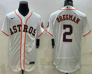 Men's Houston Astros #2 Alex Bregman White Stitched MLB Flex Base Nike Jersey