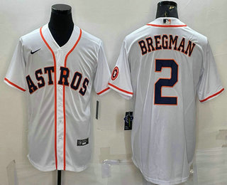 Men's Houston Astros #2 Alex Bregman White With Patch Stitched MLB Cool Base Nike Jersey