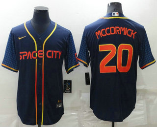 Men's Houston Astros #20 Chas McCormick 2022 Navy Blue City Connect Cool Base Stitched Jersey