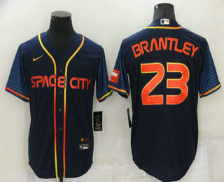 Men's Houston Astros #23 Michael Brantley 2022 Navy Blue City Connect Cool Base Stitched Jersey