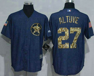 Men's Houston Astros #27 Jose Altuve Denim Blue Salute to Service Stitched MLB Jersey