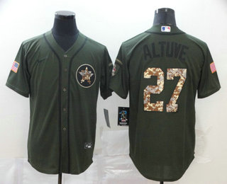 Men's Houston Astros #27 Jose Altuve Green Salute To Service Stitched MLB Cool Base Nike Jersey