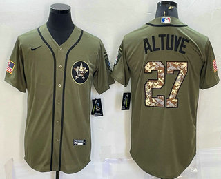 Men's Houston Astros #27 Jose Altuve Green Salute To Service Stitched MLB Cool Base Nike Jersey