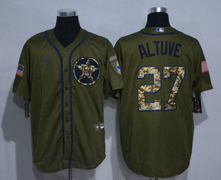 Men's Houston Astros #27 Jose Altuve Green Salute To Service Stitched MLB Cool Base Nike Jersey