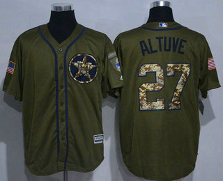 Men's Houston Astros #27 Jose Altuve Green Salute to Service Cool Base Stitched MLB Jersey