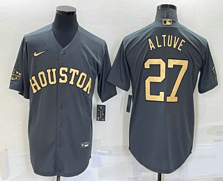 Men's Houston Astros #27 Jose Altuve Grey 2022 All Star Stitched Cool Base Nike Jersey