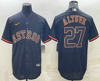 Men's Houston Astros #27 Jose Altuve Lights Out Black Fashion Stitched MLB Cool Base Nike Jersey