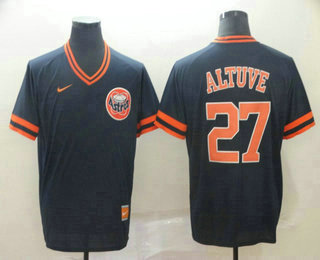 Men's Houston Astros #27 Jose Altuve Navy Blue Nike Cooperstown Collection Legend V Neck Jersey