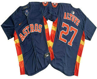 Men's Houston Astros #27 Jose Altuve Navy Blue With Patch Stitched Limited Cool Base Nike Jersey