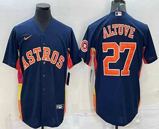 Men's Houston Astros #27 Jose Altuve Navy Blue With Patch Stitched MLB Cool Base Nike Jersey