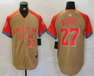 Men's Houston Astros #27 Jose Altuve Number Cream 2024 All Star Limited Stitched Jersey