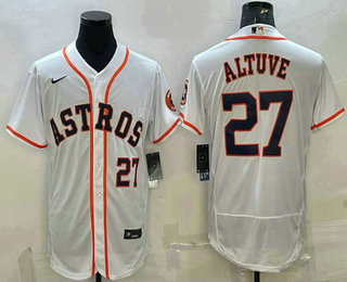 Men's Houston Astros #27 Jose Altuve Number White Stitched MLB Flex Base Nike Jersey