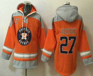 Men's Houston Astros #27 Jose Altuve Orange Ageless Must Have Lace Up Pullover Hoodie