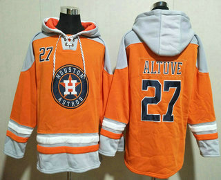 Men's Houston Astros #27 Jose Altuve Orange Ageless Must Have Lace Up Pullover Hoodie