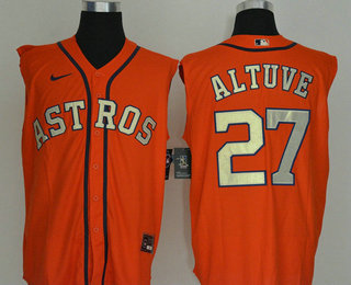 Men's Houston Astros #27 Jose Altuve Orange Gold 2020 Cool and Refreshing Sleeveless Fan Stitched MLB Nike Jersey