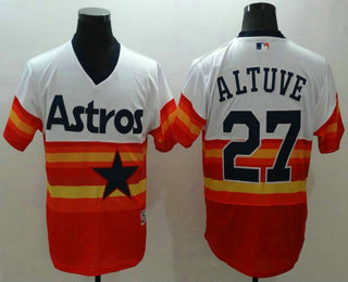 Men's Houston Astros #27 Jose Altuve Orange Rainbow 2016 Flexbase Majestic Baseball Jersey