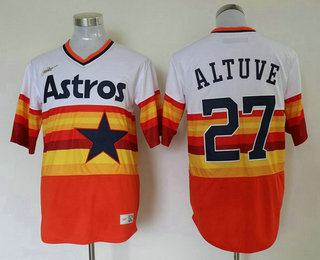 Men's Houston Astros #27 Jose Altuve Orange Rainbow Cooperstown Stitched MLB Cool Base Nike Jersey