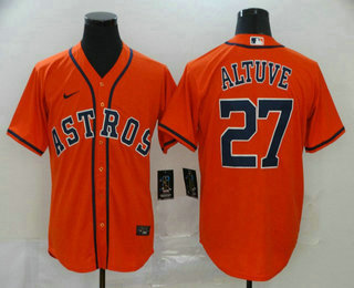 Men's Houston Astros #27 Jose Altuve Orange Stitched MLB Cool Base Nike Jersey