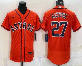 Men's Houston Astros #27 Jose Altuve Orange Stitched MLB Flex Base Nike Jersey