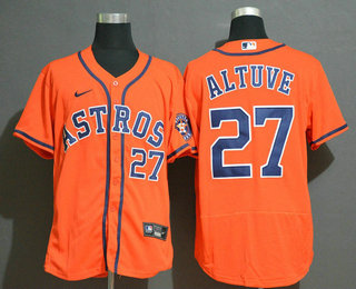 Men's Houston Astros #27 Jose Altuve Orange Stitched MLB Flex Base Nike Jersey