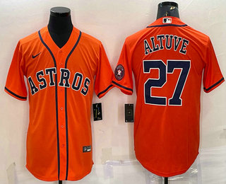 Men's Houston Astros #27 Jose Altuve Orange With Patch Stitched MLB Cool Base Nike Jersey