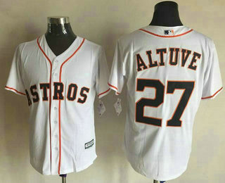 Men's Houston Astros #27 Jose Altuve White New Cool Base Jersey