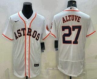 Men's Houston Astros #27 Jose Altuve White Stitched MLB Flex Base Nike Jersey