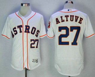 Men's Houston Astros #27 Jose Altuve White Stitched MLB Majestic Flex Base Jersey