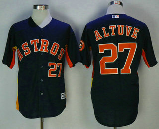 Men's Houston Astros #27 Jose Altuve With Small Number Navy Blue Stitched MLB Majestic Cool Base Jersey