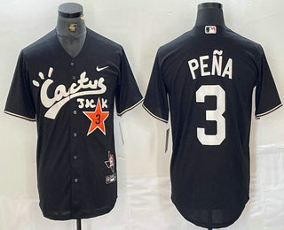 Men's Houston Astros #3 Jeremy Pena Black Cactus Jack Vapor Premier Stitched Baseball Jersey