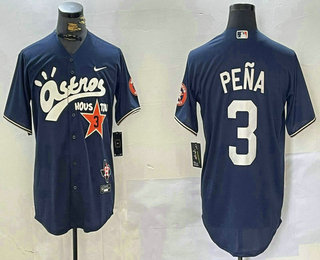 Men's Houston Astros #3 Jeremy Pena Black Cactus Jack Vapor Premier Stitched Baseball Jersey