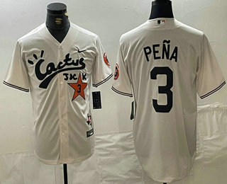 Men's Houston Astros #3 Jeremy Pena Cream Cactus Jack Vapor Premier Stitched Baseball Jersey