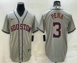 Men's Houston Astros #3 Jeremy Pena Grey Stitched MLB Cool Base Nike Jersey